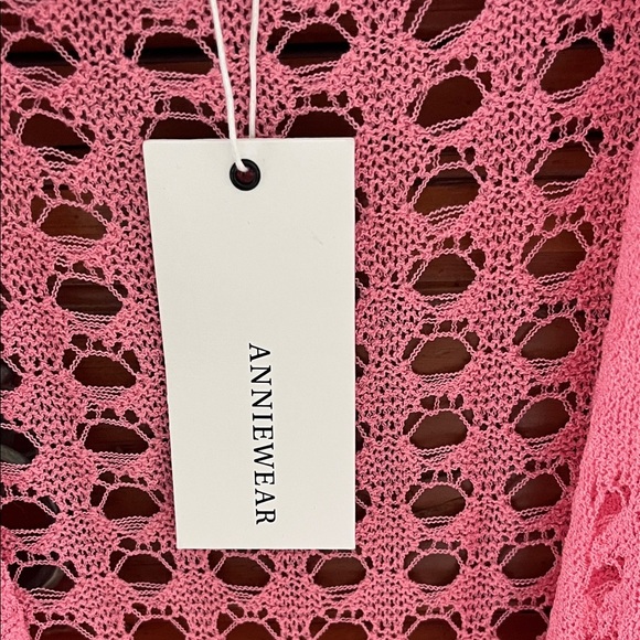 Anniewear Vibrant Pink Open-Knit Cardigan NWT - Picture 2 of 9